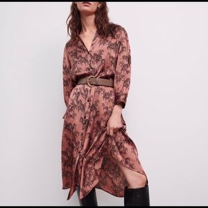 Zara Pink Zebra Maxi Satin dress